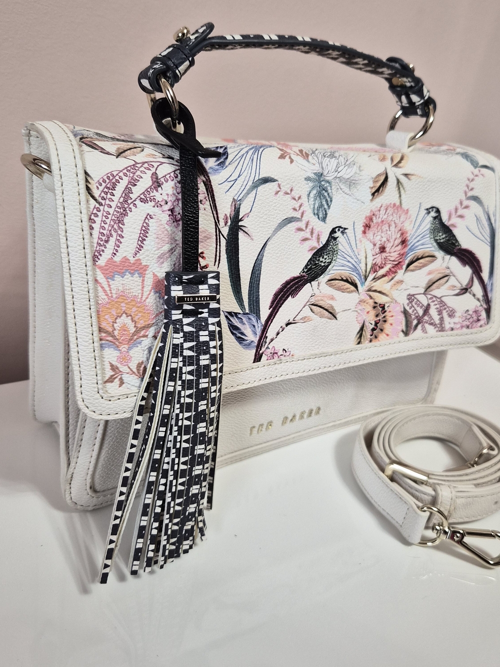 Ted Baker Decadence Medium Floral Handbag with a top handle and removable strap